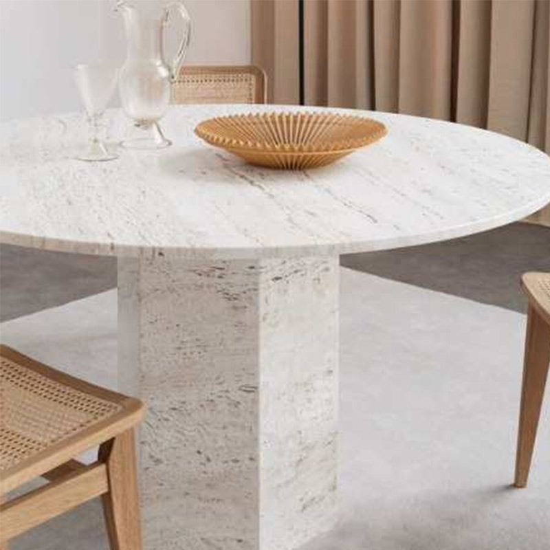 Table basse ronde de table à manger en marbre moderne de travertin naturel de luxe